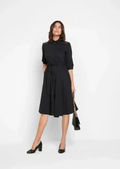 Hemdblusenkleid mit Spitze und Bindeband