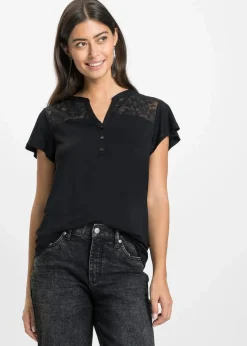 Henleyshirt aus Viskose-Mix