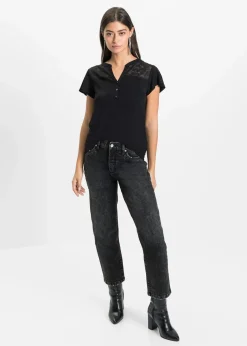 Henleyshirt aus Viskose-Mix