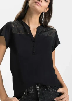 Henleyshirt aus Viskose-Mix