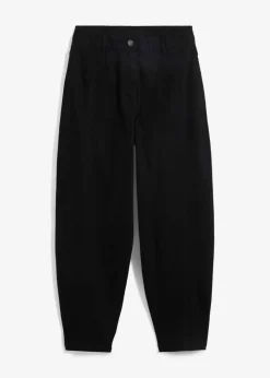 High Waist Barrel-Twillhose mit vorverlegten Seitennähten und Bequembund