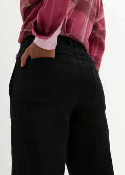 High Waist Barrel-Twillhose mit vorverlegten Seitennähten und Bequembund