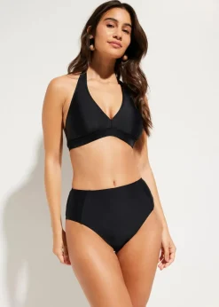 Highwaist-Bikinihose mit hohem Beinausschnitt