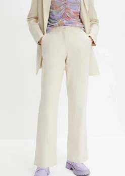 High-Waist-Hose aus Leinen-Viskose-Mix