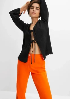 High-Waist-Hose aus Leinen-Viskose-Mix