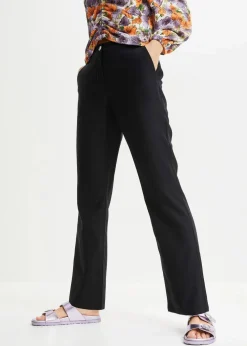 High-Waist-Hose aus Leinen-Viskose-Mix