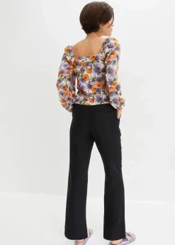 High-Waist-Hose aus Leinen-Viskose-Mix