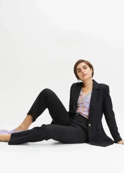 High-Waist-Hose aus Leinen-Viskose-Mix