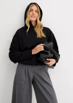 Hoodie aus leicht glänzendem Viskose-Mix