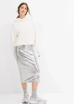 Hoodie aus leicht glänzendem Viskose-Mix