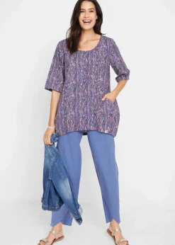 3/4-Hose aus leichtem Leinen-Mix