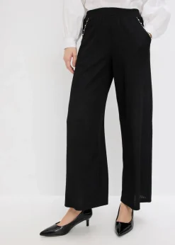 Hose mit Perlen Applikation aus strukturiertem Jersey