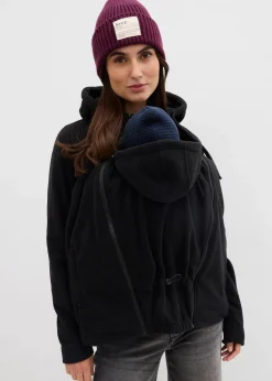 4-in-1 Fleecejacke mit Babyeinsatz und Vorder- und Rückentragefunktion