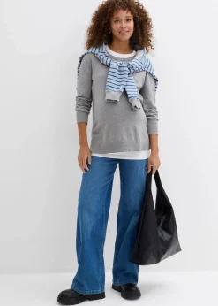 3-in-1 Set aus Umstandspullover und Stilltop aus Baumwollstrick