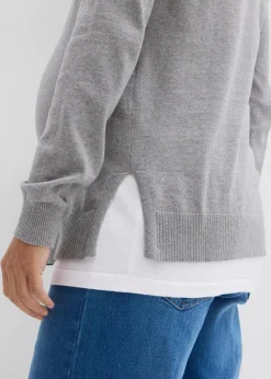 3-in-1 Set aus Umstandspullover und Stilltop aus Baumwollstrick