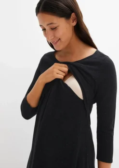 2-in-1 Umstands- und Stillstrickkleid mit Glanzgarn