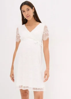 2-in-1 Umstands-Hochzeitskleid aus Spitze mit Stillfunktion