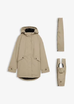 6-in-1 wasserabweisende Umstandsjacke mit Trageeinsatz und herausnehmbarer Fleecejacke