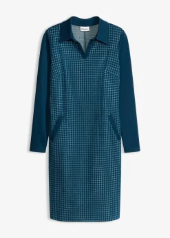 Jacquard Kleid mit Kontrastkragen