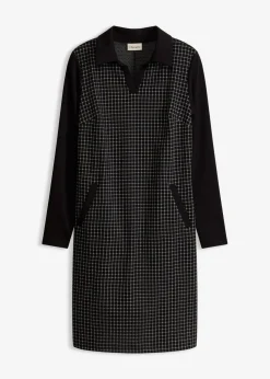 Jacquard Kleid mit Kontrastkragen