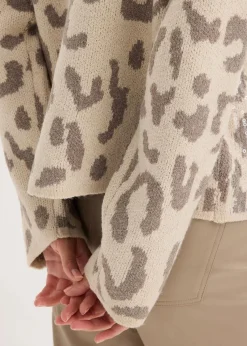 Jacquard Oversize Pullover mit Pailletten