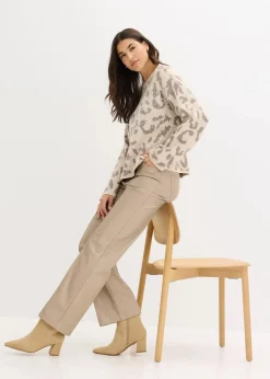 Jacquard Oversize Pullover mit Pailletten