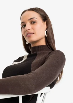 Jacquard-Strickkleid mit modernen Streifen