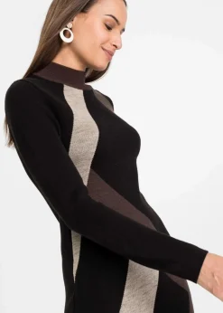 Jacquard-Strickkleid mit modernen Streifen