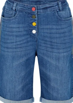 Jeans Bermuda Mid Waist mit Stickerei und Bequembund