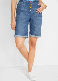 Jeans Bermuda Mid Waist mit Stickerei und Bequembund