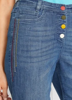 Jeans Bermuda Mid Waist mit Stickerei und Bequembund