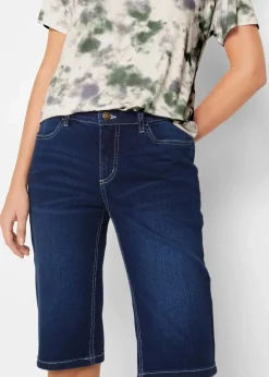 Jeans Bermuda Mid Waist, Stretch