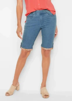 Jeans-Bermuda mit farbigem Aufschlag