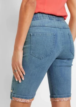 Jeans-Bermuda mit farbigem Aufschlag