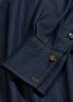 Jeansbluse mit hohen Manschetten