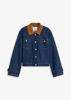 Jeansjacke mit Cordkragen