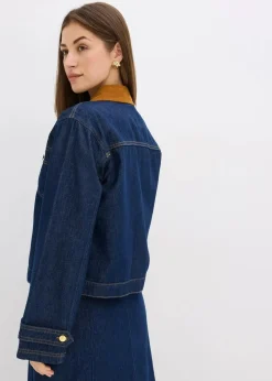Jeansjacke mit Cordkragen