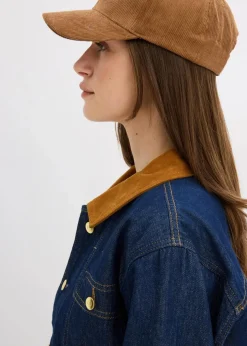 Jeansjacke mit Cordkragen