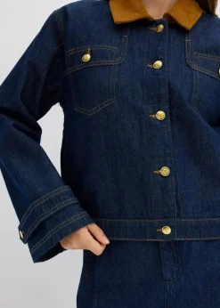 Jeansjacke mit Cordkragen