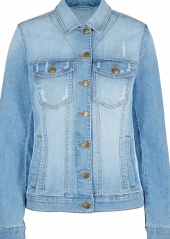 Jeansjacke mit seitlichem Rippeinsatz