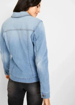 Jeansjacke mit seitlichem Rippeinsatz