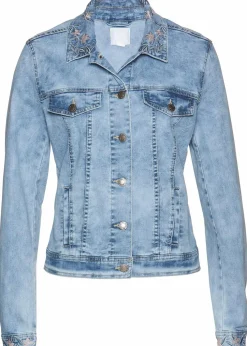 Jeansjacke mit Stickerei