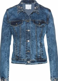 Jeansjacke mit Stickerei