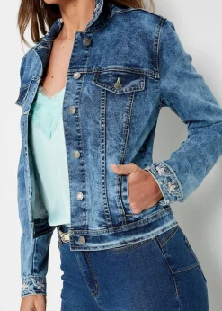 Jeansjacke mit Stickerei
