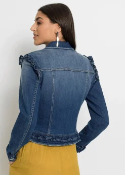 Jeansjacke mit Volants