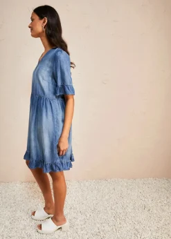 Jeanskleid mit Volants