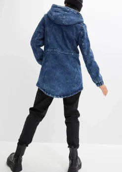 Jeans-Parka mit Teddyfell