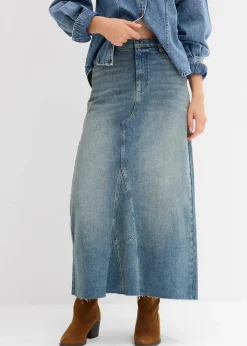 Jeansrock, Mid Waist, Maxi Length