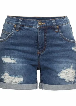 Jeansshorts Mid Waist mit Destroy- Effekten