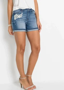 Jeansshorts Mid Waist mit Verzierung